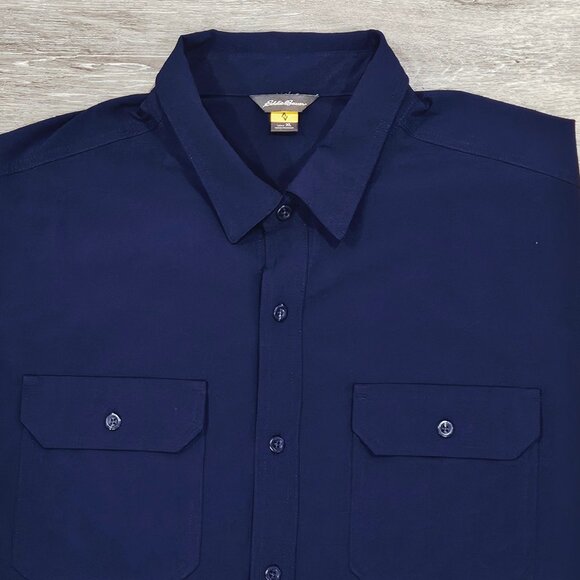 Eddie Bauer Men’s XL Stretch Performance Button Shirt Navy Blue - Picture 1 of 7